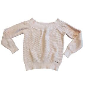 Womens Abercrombie & Fitch Vintage Y2K Baby Pink V Neck Wide Neck Sweater S